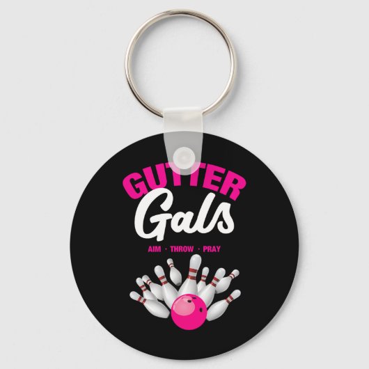 Porte-clés Gutter Gals Nom d'équipe de bowling drôle Femmes F (Recto)