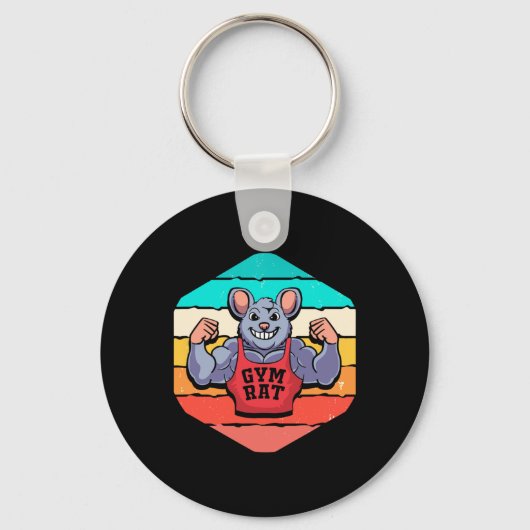 Porte-clés Gym Lover Bodybuilding Retro Gym Rat (Recto)