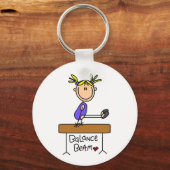 Porte-clés Gymnaste blond pour fille sur poutre balance (Recto)