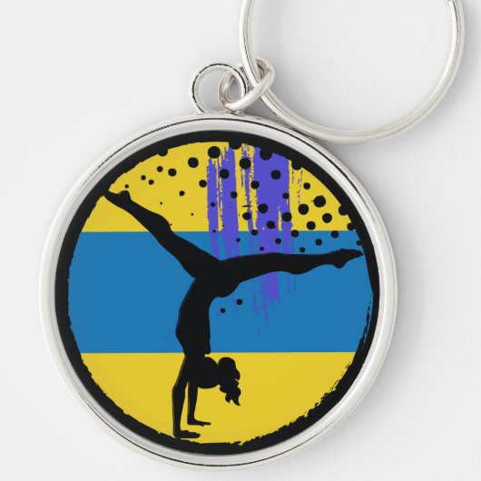 Porte-clés Gymnaste d'art Abstrait Blue Gold (Devant)