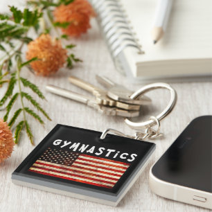 Porte-clés Gymnastique Grunge Américain Drapeau USA