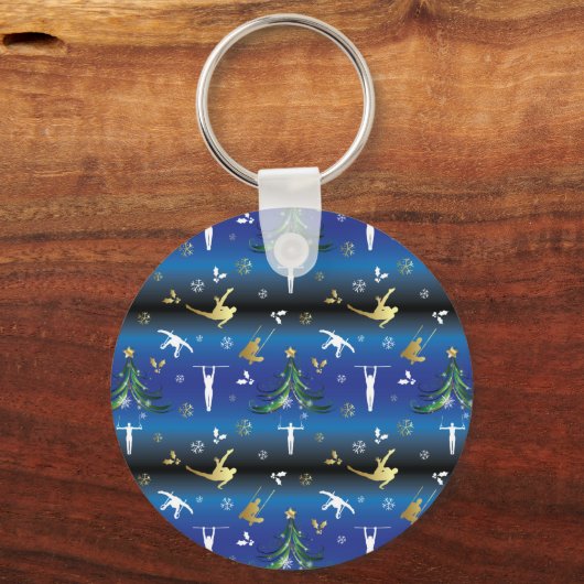 Porte-clés Gymnastique masculine Snowflake sapin de Noël (Recto)