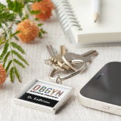 Porte-clés Gynécologue obstétricien OBGYN personnalisé (Côté)