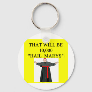 Porte-clés hail mary catholi fession blague