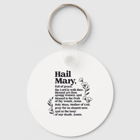 Porte-clés Hail Mary Prayer Marian Floral Christian Blessed M (Recto)