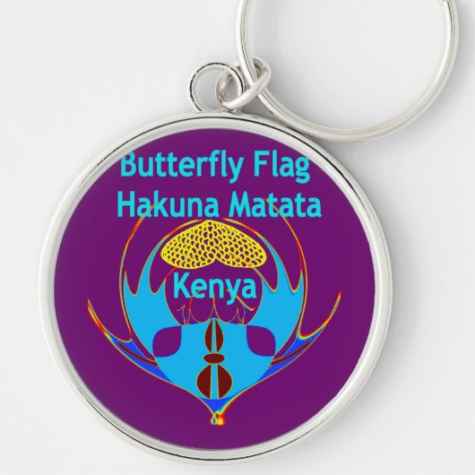 Porte-clés "Hakuna Matata Kenya" Impression d'art papillon/Gr (Devant)