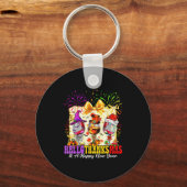 Porte-clés Hallothanksmas And A Happy New Year Wine Gles Fire (Recto)