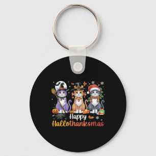 Porte-clés Hallothanksmas Chats Halloween Thanksgiving Christ