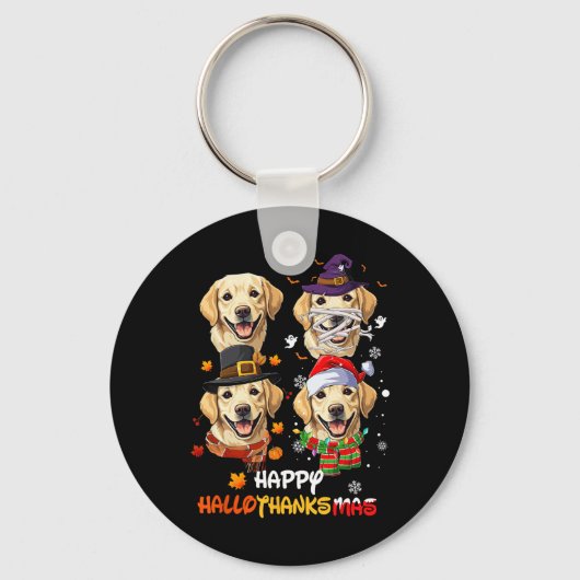 Porte-clés Hallothanksmas de chien du Labrador Halloween Than (Recto)
