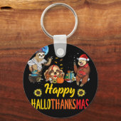 Porte-clés Hallothanksmas Père Noël Sloth Halloween Thanksgiv (Recto)