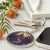 Porte-clés Halloween Acrylique Château Scène W Spiderweb Bagu (Devant Droit)