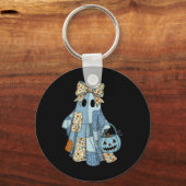 Porte-clés Halloween Blue Denim Ghost Trendy Denim Patchwork (Recto)