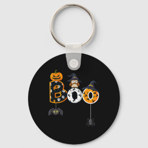 Porte-clés Halloween Boo Owl Avec Sorcière Casquette Araignée