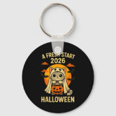 Porte-clés Halloween Cat Ghost Graphic - Fresh Start 2026 (Recto)