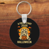 Porte-clés Halloween Cat Ghost Graphic - Fresh Start 2026 (Recto)