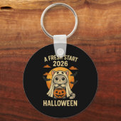 Porte-clés Halloween Cat Ghost Graphic - Fresh Start 2026 (Recto)