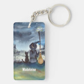 Porte-clés Halloween Chat noir et la Sorcière étoile nuit (Dos)