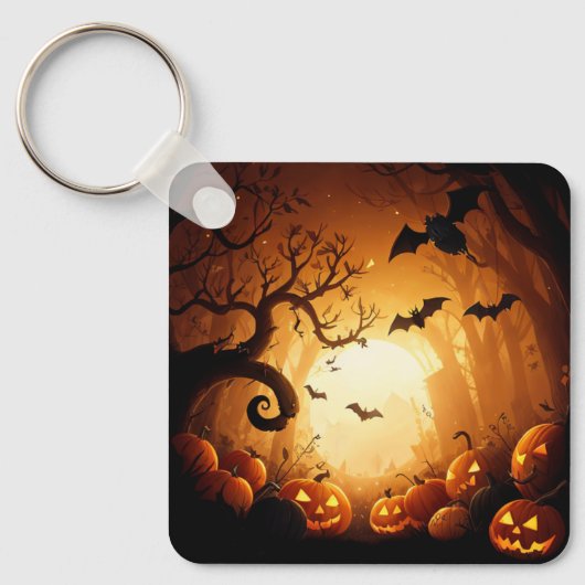 Porte-clés Halloween/chauve-souris/Citrouille/automne (Recto)