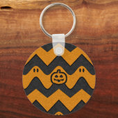 Porte-clés Halloween Chevron Motif avec Fantômes et Citrouill (Recto)