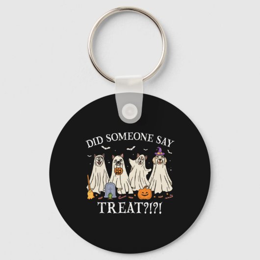 Porte-clés Halloween Chiens Fantômes Quelqu'Un A Dit Traiter (Recto)