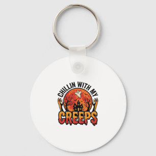Porte-clés Halloween Chillin avec mes Creeps Vintage T-Shirt