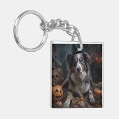 Porte-clés Halloween Citrouille berger australienne effraie (Devant gauche)