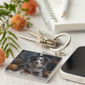 Porte-clés Halloween Citrouille berger australienne effraie (Devant Droit)