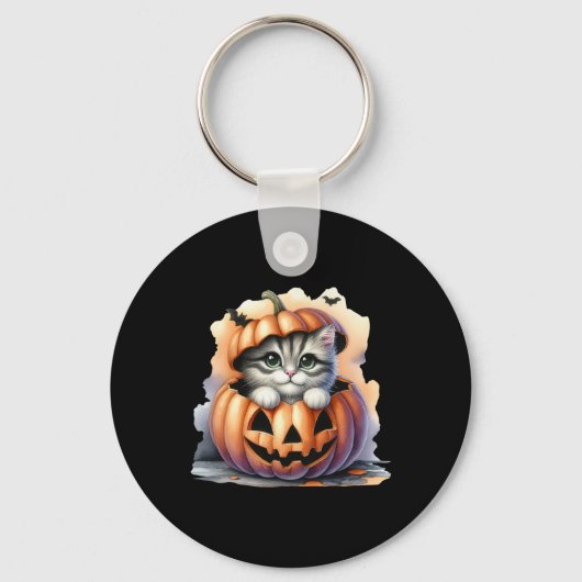 Porte-clés Halloween Citrouille mignonne Chatte Fille Femmes (Recto)
