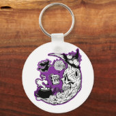 Porte-clés Halloween Croissant Lune crâne de sorcière (Recto)