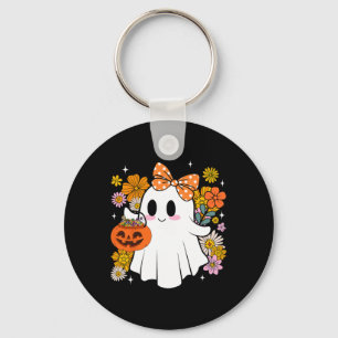 Porte-clés Halloween Cute Ghost Vintage Floral Trick Ou Treat