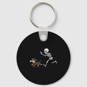 Porte-clés Halloween Dachshund Drôle Drôle Skeleton chasse Ch