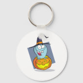 Porte-clés Halloween fantôme en sorcière Éffrayante Citrouill (Recto)