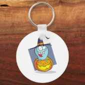 Porte-clés Halloween fantôme en sorcière Éffrayante Citrouill (Recto)