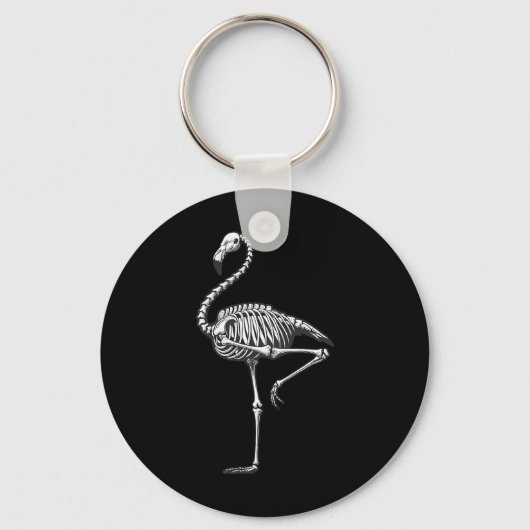 Porte-clés Halloween Flamant rose squelette (Recto)