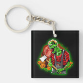 Porte-clés Halloween Funny Green Zombie Ax sur (Devant)