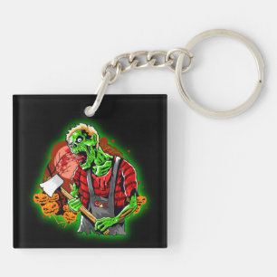 Porte-clés Halloween Funny Green Zombie Ax sur
