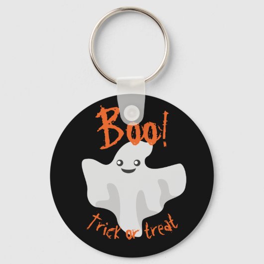 Porte-clés Halloween Ghost Boo ! Tracer ou traiter noir (Recto)