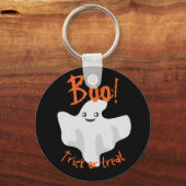 Porte-clés Halloween Ghost Boo ! Tracer ou traiter noir (Recto)
