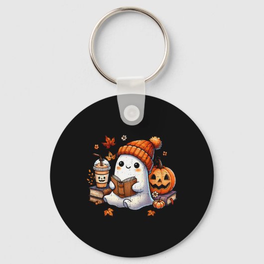 Porte-clés Halloween Ghost Lecture Livre Lote Ghost Cof (Recto)