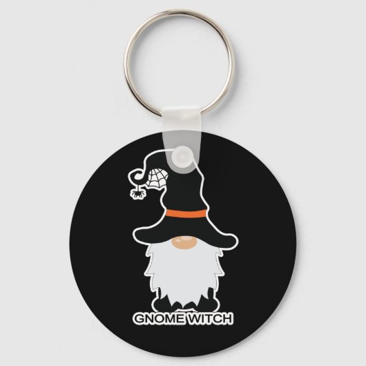 Porte-clés Halloween Gnome sorcière blanc cheveux noir Casque (Recto)