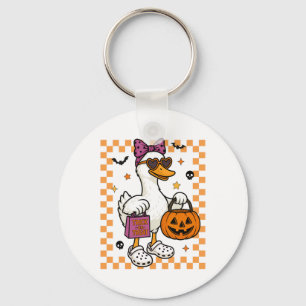 Porte-clés Halloween Goose Ghost Bow Coquette Trucs Ou Traite