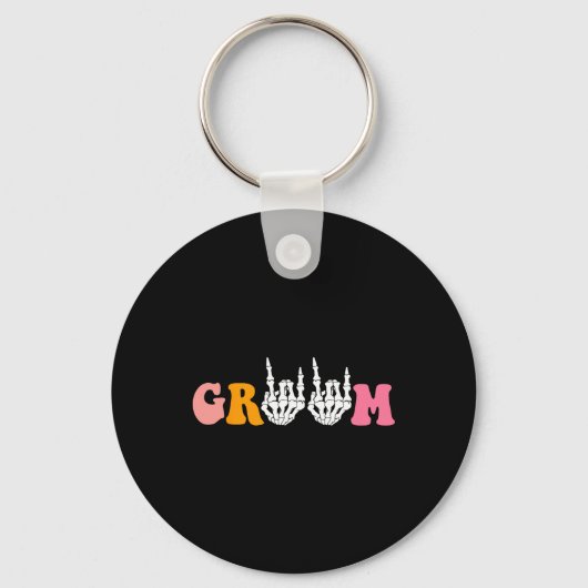 Porte-clés Halloween Groom Bride Squelette Mariage main Bache (Recto)