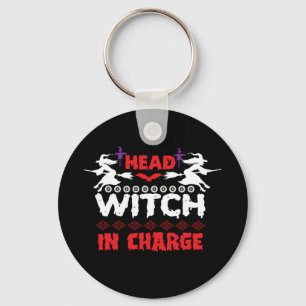 Porte-clés Halloween Head Witch En Charge Anniversaire