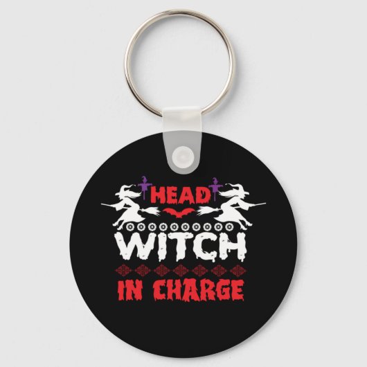 Porte-clés Halloween Head Witch En Charge Anniversaire (Recto)