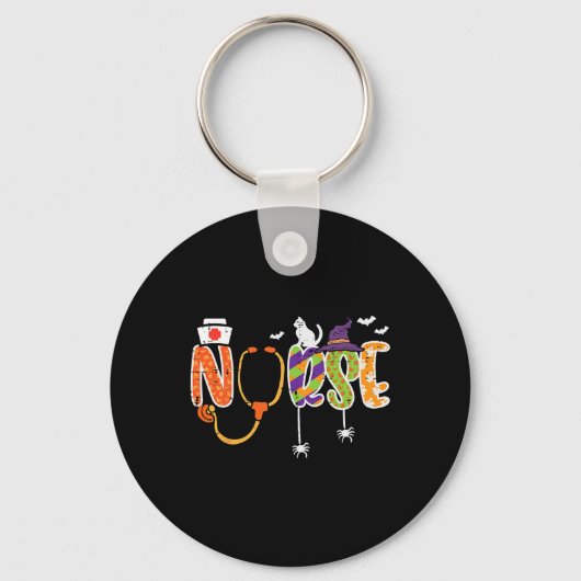 Porte-clés Halloween Infirmière Stethoscope mignonette Scrub  (Recto)