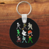 Porte-clés Halloween Keke Danser Squelette Et Monsters Garçon (Verso)