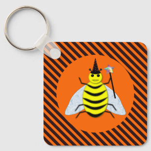 Porte-clés Halloween Magic Bee Witch Orange et Black Stripes