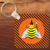 Porte-clés Halloween Magic Bee Witch Orange et Black Stripes (Recto)