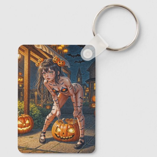 Porte-clés Halloween Monster Jack-o-Lantern & Bat Vixen Girl (Verso)