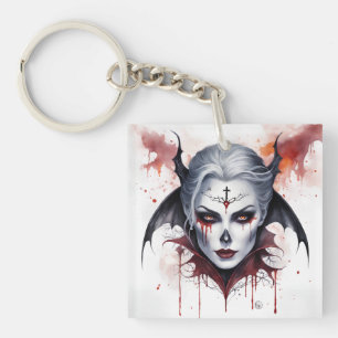 Porte-clés Halloween mystique Vampire femme Aquarelle